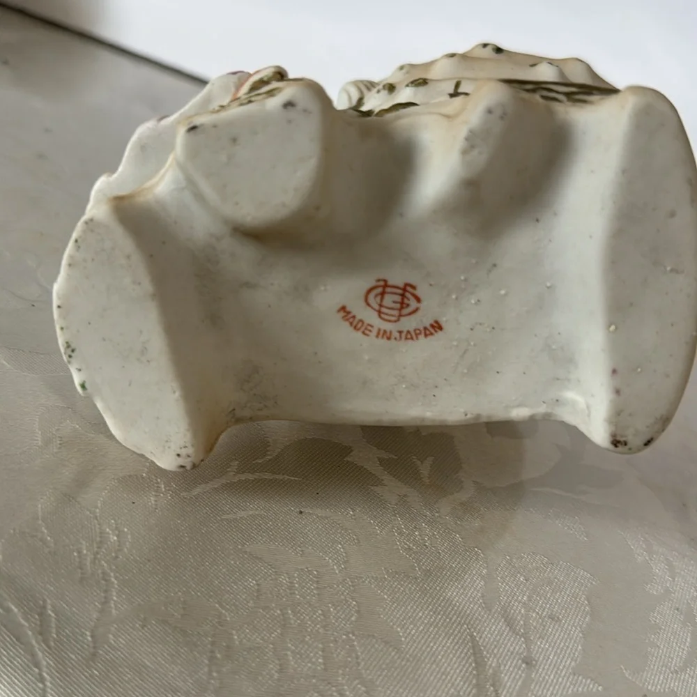 Vintage Figurine Planter with Pink and Cream Accents